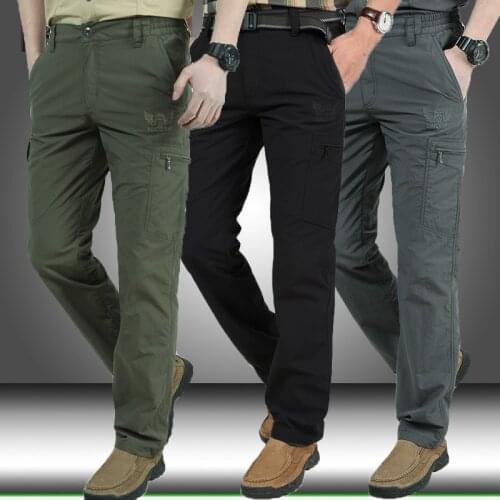 Mens Cargo Pants Casual Multi Pockets Military Tactical Pants Men Outwear Streetwear Army Straight Long Trousers Mens Clothes
