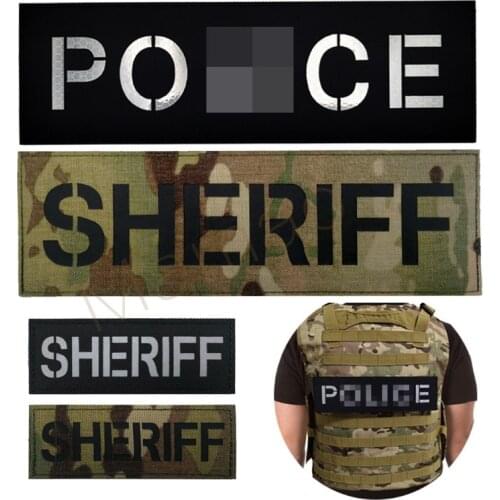 Oversized Camouflage Black IR Reflective Police Sheriff Patch Tactical Fighting spirit Fastener Hook&Loop Patches