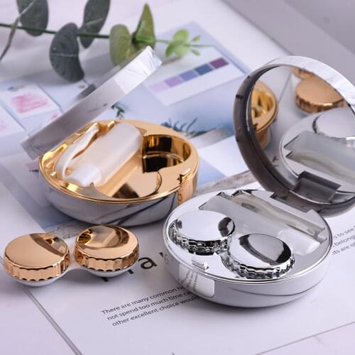 New Hot Sale Cute Marble Stripe Contact Lens Case Travel Glasses Lenses Box For Unisex Eyes Care Kit Holder Container Party Gift