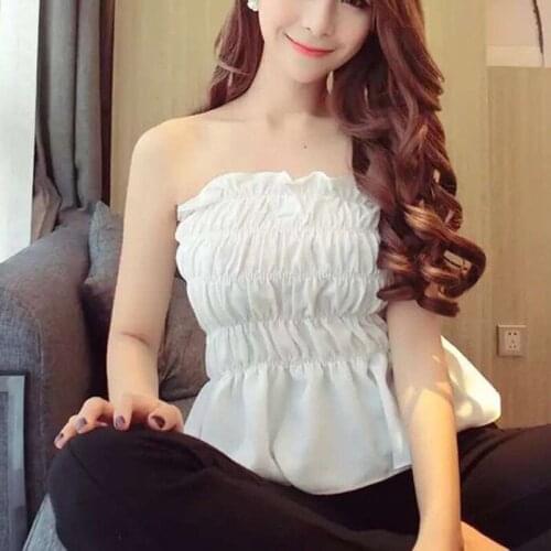 New Ladies Simple Solid Color Casual Tops Ropa Mujer Fashion Women Off Shoulder Stretchy Top For Summer