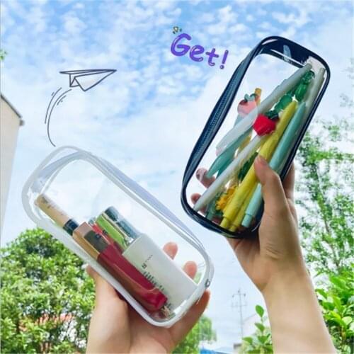 New Large Capacity Zipper Transparent Pencil Case Cute Large School Pen Bag For Office School Stationery Supplies Organizer