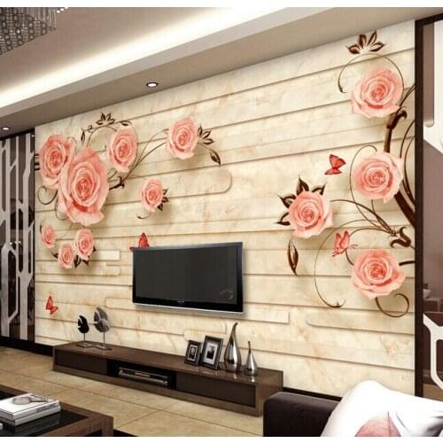 Custom papel DE parede 3 d,rose marble tile murals for the living room bedroom TV background wall waterproof wallpaper