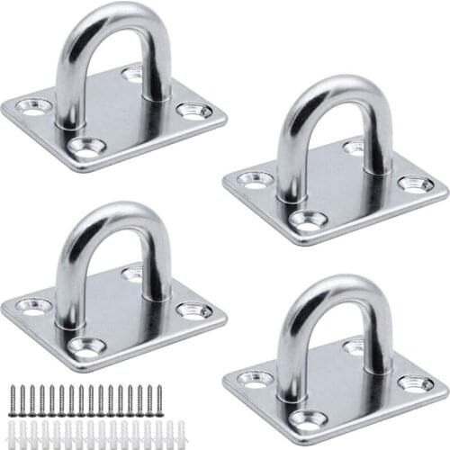4 Pieces M6 Eyeplate Hook Boat Cover Plate Strap for Yoga Swing Hammock Training