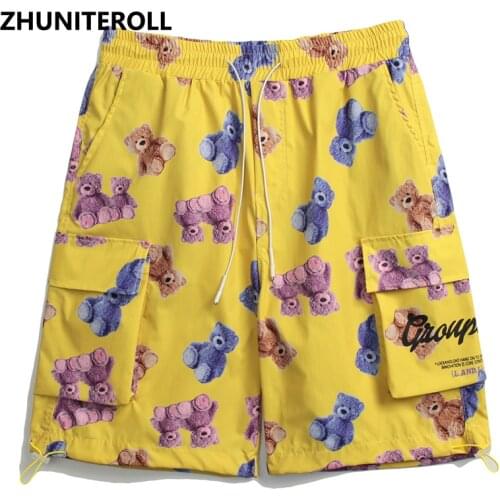 Summer Harajuku Fashion Shorts Men Cartoon Toy Bear Print Streetwear Hip Hop Short Sweatpants Jogger Baggy Skateboard Trousers