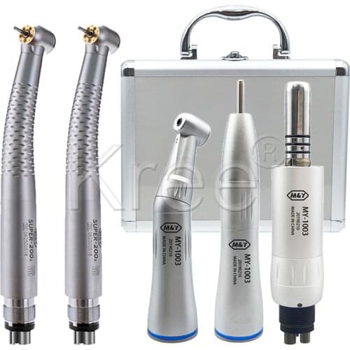 Dental 2/4 Holes 2 High Speed + 1 Low Speed Inner water Handpiece Air Turbine Kits 1:1Ratio Push Button fit NSK Style 4 Colors