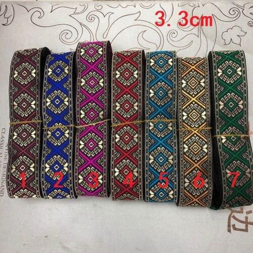 10yards/lots wide 3.3cm Woven Jacquard Ribbon geometry pattern for curtain and clothing accessory LS-272