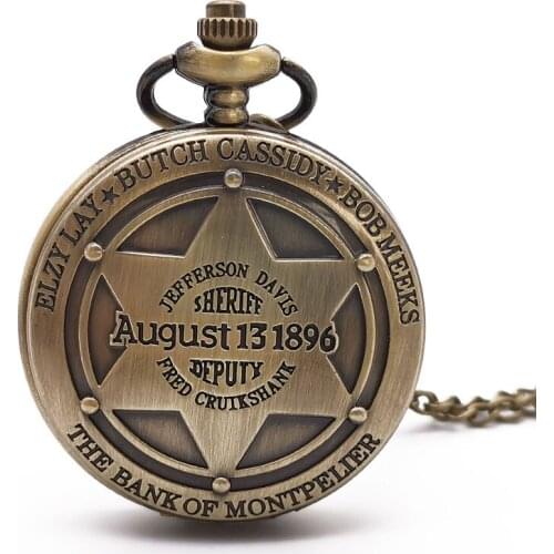 Antique unique sculpture sheriff vice pattern retro quartz pocket chain mens gift pendant necklace steampunk clock souvenir