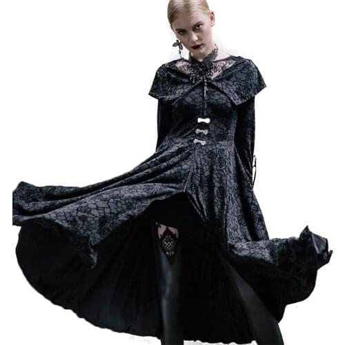 Steampunk Long Printted Robe Autumn Winter Womens Windbreaker Gothic Palace Trench Coat Big Sizes Cloak For Women Outwear