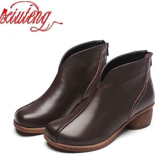 Xiuteng Genuine Leather Winter Boots Women Chelsea Shoes Booties Woman Ankle Boots Platform Shoes Botines Mujer 2020