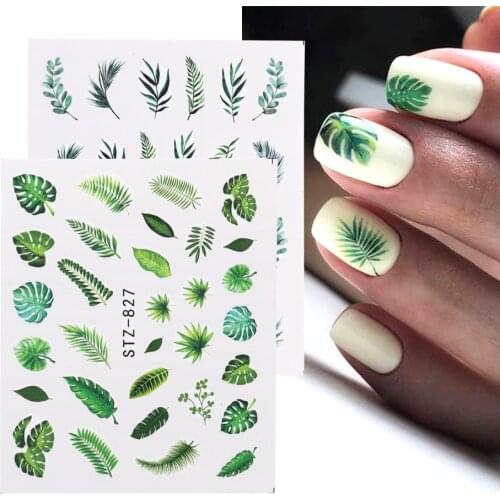1pcs Spring Flower Leaves Nail Stickers Simple Floral Water Sliders Decals DIY Nail Art Decoration Manicure Foil LASTZ808-844