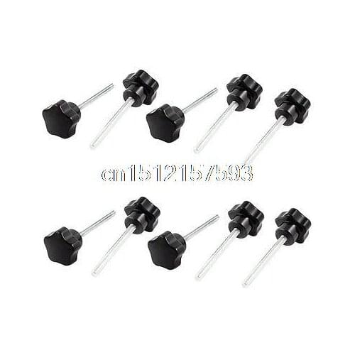 10 Pcs 25mm Dia Star Shaped Head M5 x 50mm Thread Clamping Screw Knob