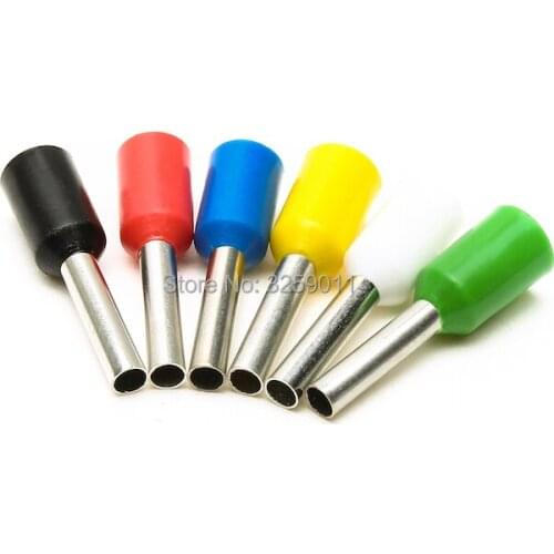 1000PCS EV1006 18 AWG Electrical wire Connectors Insulated Cord End Wire Ferrules Terminal Block 1.0mm E1006 Assorted Cooper