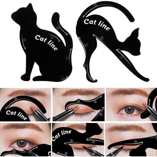 2Pcs/lot Charming Cat Line Eye Makeup Tool Eyeliner Stencils Template Shaper For Eye Makeup Eyebrow Stencils
