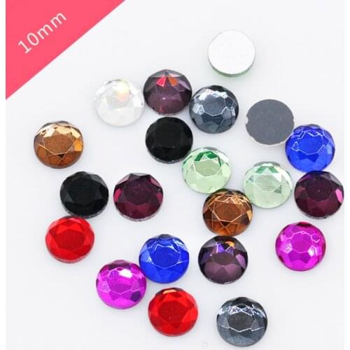 20pc 10mm Round Color Foiled Flat Back Faceted Crystal Glass Rhinestone Stones Gem Crystal Eye Facet Jewelry Making Beads Crafts