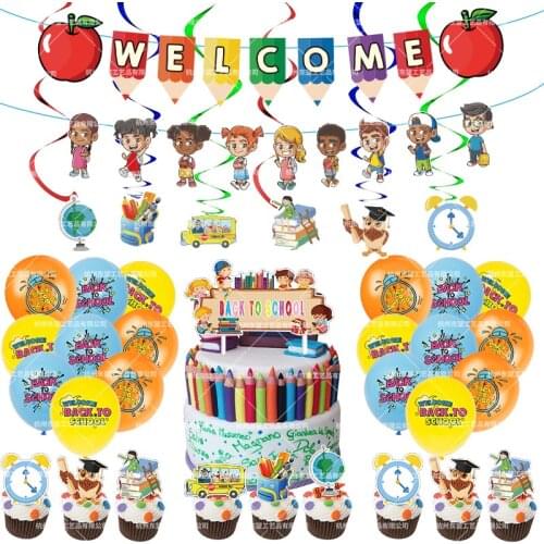 25pcs/set Welcome Back to School Season Party Decoration Banner Cake topper back to School balloons decor supplies