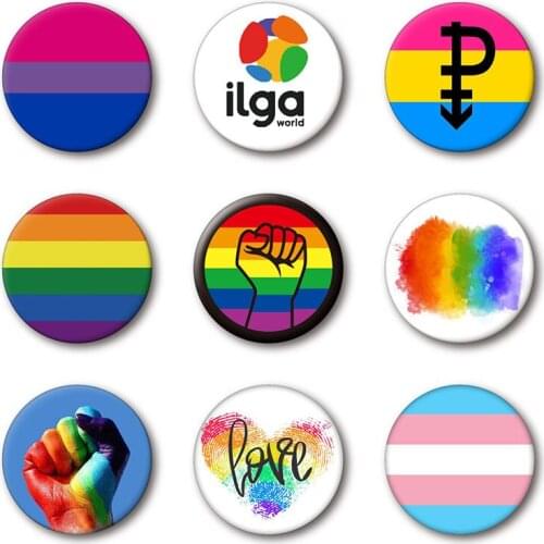 4.5cm Pride Rainbow Gay Pins Tinplate Badge Support Gay Lesbian Bisexual Transgender Symbol Pin Icons Brooch Jewelry Accessories