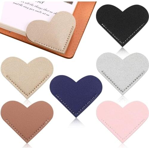 5PCS Leather Heart Bookmarks Vintage Corner Page Marker Genuine Paper Clips for Reader Gift School Stationery Office Supplies