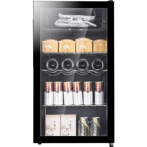 95L Ice Bar Home Small Living Room Office Tea Wine Cabinet Single Transparent Glass Refrigerator Cold Storage Refrigerator
