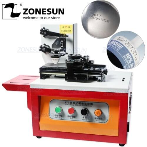 ZONESUN Automatic Ink Pad Printing Machine Electric Production Date Coding Machine Plastic Milk Carton Bottle Glass Pad Priter