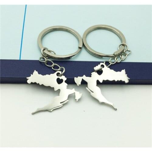 Wholesale Croatia Map Keychain Geometric Country Map Heart Key Ring Women Bag Pendant Customized Stainless Steel Jewelry Gift