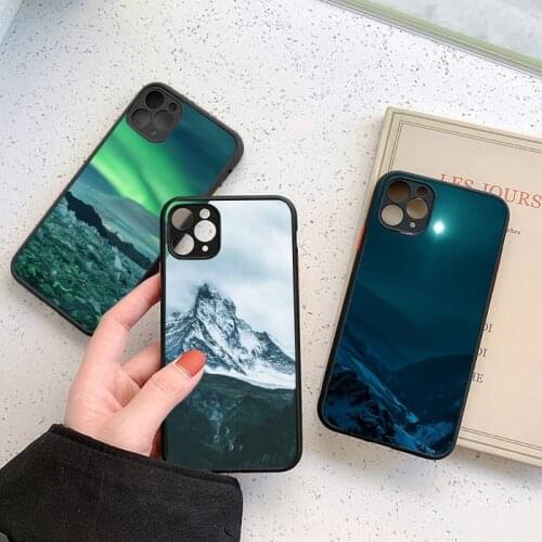Natural scenery Snow mountain Phone Case For iphone 12 11 7 8 plus mini x xs xr pro max matte transparent cover