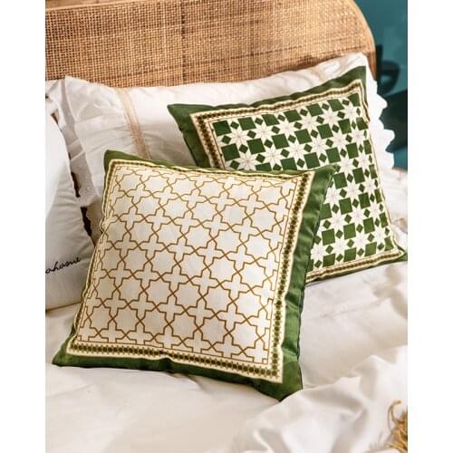 DUNXDECO Simple Retro Art Cushion Cover Decorative Pillow Case Luxury Modern European Geometric Green Sofa Chair Bedding Coussin