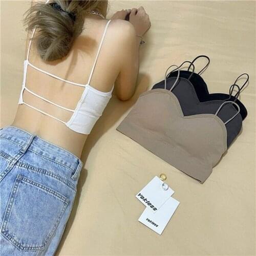 EasyCore Girl Backless Sling Vest Korean Style Sexy Bottoming Tops with Pad
