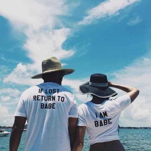 If Lost Return To Babe I Am Babe Couples T-shirt Set Babe Couple T-shirts Set Best Gift funny couple t shirt cute tops-J055