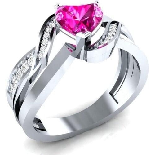 Hainon Fashion Jewelry Rings Heart Shape AAA CZ Crystal Wedding Rings for Women Romantic Birthday stone Gift