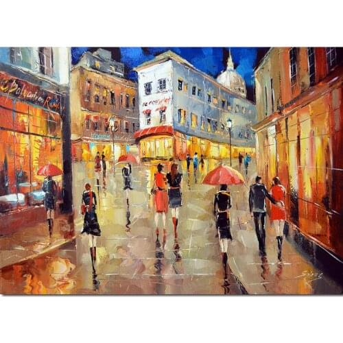 Handmade Oil Paintings Beautiful Colors Paris Street Romantic Abstract Modern Canvas French Art Picture For Office Wall Decor