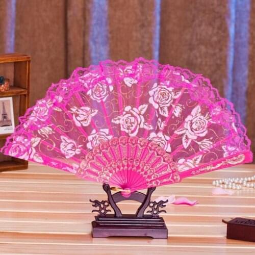Chinese/Spanish Style Fan Dance Wedding Party Lace Silk Folding Hand Held Flower Decorative Fans F20173844