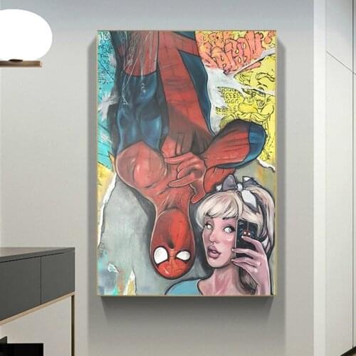Classic Marvel Avengers Superhero Spiderman Girl Comics Canvas Painting Posters and Prints Wall Art Picture KidS Bedroom Decor