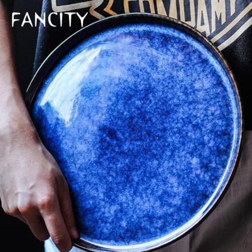 FANCITY Western Creative Ceramic Plate Western Food Dinner Plate Steak Plate 10 Inch Large Plate Breakfast Plate Pasta Plate