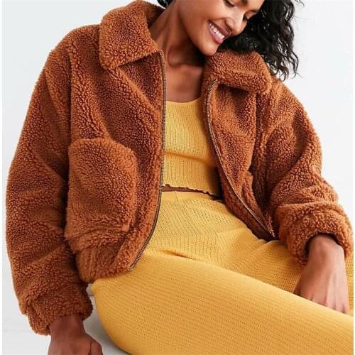 Autumn Winter loose Faux Fur Coat Women 2021 Casual Warm Zipper Fur Jacket Plush Overcoat Pocket Plus Size Teddy Coat Female