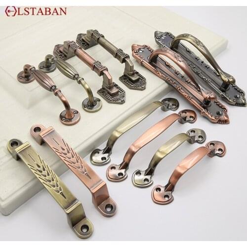 LSTABAN Sliding Door Handle Classical European Antique Zinc Alloy Surface Mounted Drawer Handle Cabinet Door Wooden Door Handle