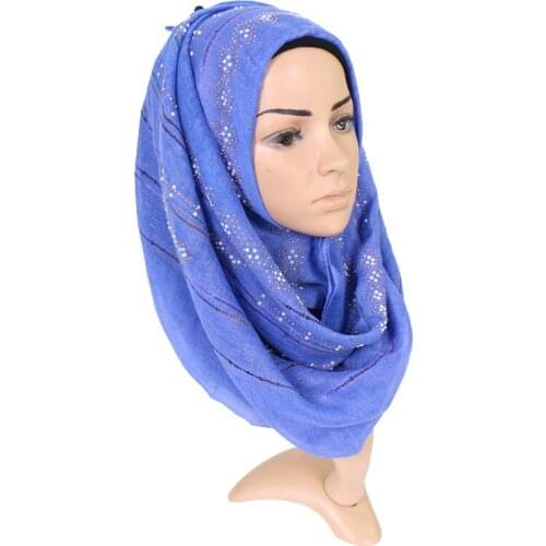 Fashion diamond hijab scarf beads glitter scarves bandhnu cotton pearls pashmina scarf muslim wraps headband shawls/scarf