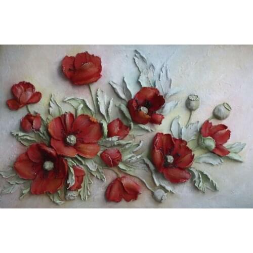 JMINE Div 5D red Poppies flower Full Diamond Painting cross stitch kits art High Quality Floral 3D paint by diamonds