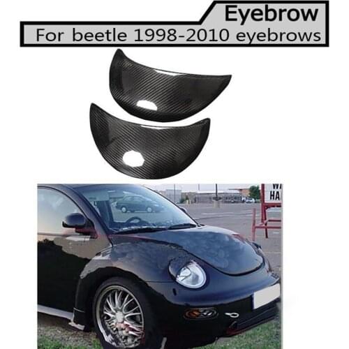 Real Carbon Fiber Front Headlight Eyelids Eyelashs Covers for -Beetle 1995-2011 Head Light Eyebrows Trim