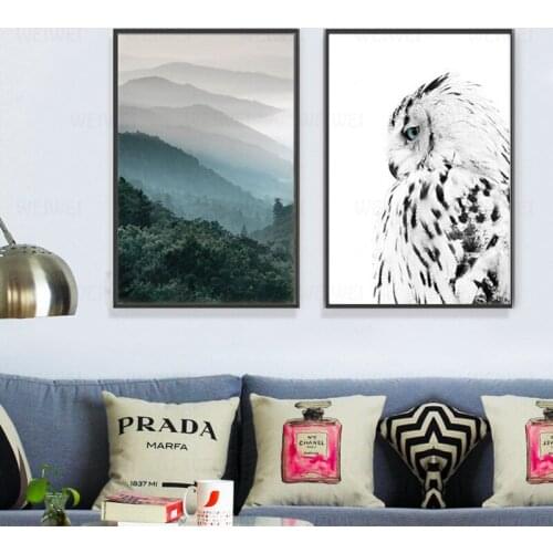 Nordic Forest Poster Black And White Owl Wall Art Canvas Painting Art Posters And Prints Wall Pictures For Living Room Decor