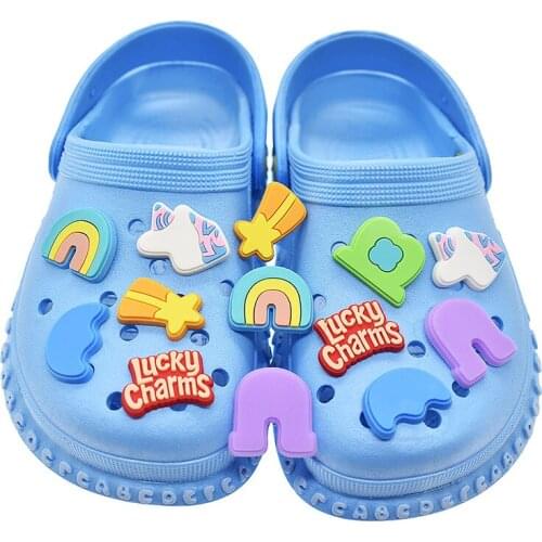 New 10pcs Lucky Shoe Charms Accessories PVC Charms Shoe Buckle Decoration for Garden Shoe Wristband Kids Party Xmas Gifts