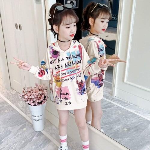 Casual Sring Autumn Tops Hoodies Girls Sweatshirts Jacket Coat Kids Overcoat Outwear Teenager Wedding Party Dress