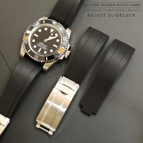 Watchbands For Rolex DAYTONA SUBMARINER GMT Yacht-Master Adjust Glidelock Clasp Watch Bracelet Silicone Watch Band Rubber Strap