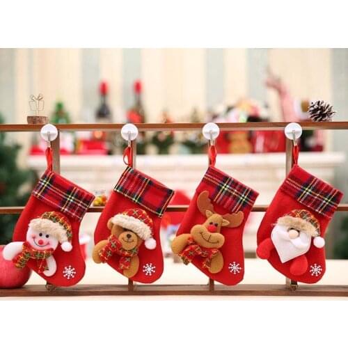Santa Claus elk Stockings Socks Candy Gift Bag pendant christmas tree toys decorations home New Year Festival Party Ornaments