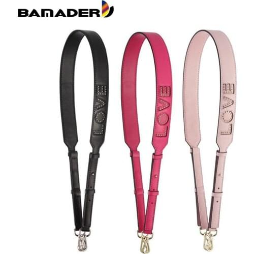 Cowhide LOVE Letter Wide Shoulder Strap 103CM-110CM Can Adjust Love Heart Rivet Bag Genuine Leather Strap Versatile Belt