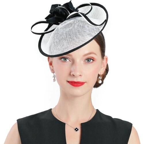 Fedoras Hats Church Woman Hat Elegant Banquet White Fascinator Hats For Womens Church Bonnet Caps Party Linen Black Feather Hat