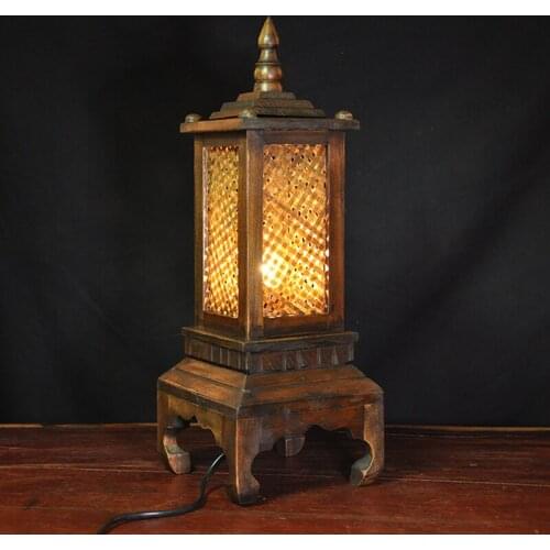 Thai solid wood bamboo hotel lighting creative retro simple wooden table lamp bedroom bedside lamp WF4161604