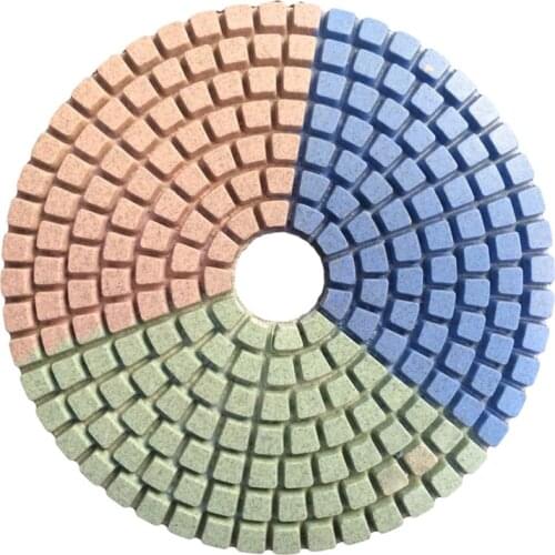 3 ‘’4 ‘’ Tri-Color Wet Polished Pad 3.0mm Thickness For Granite,Marble And Engineered Stone