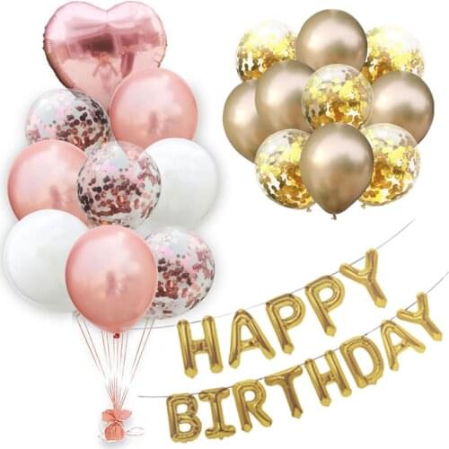 Happy Birthday Balloons Foil Letter Ballons Birthday Wedding Party Decoration Kids Toys Baby Shower Air Balloon Ribbon Rose Gold
