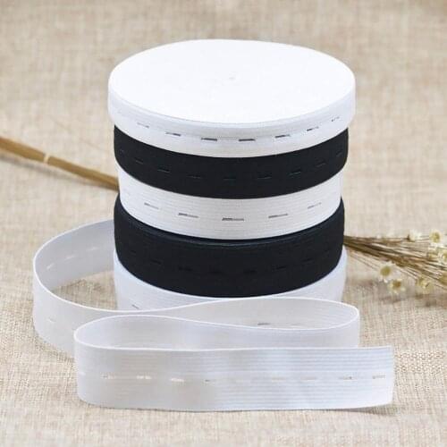 KALASO 2M /5M High Quality Elastic Bands Ribbons Sewing Band Elastic Cord With Button Hole Sewing Accessories Fabric Supplies
