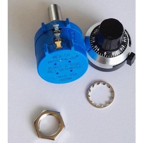 High quality 10-Turn Wirewound rotary Precision 2pcs Potentiometer 100K with Scale knob 3590S-2